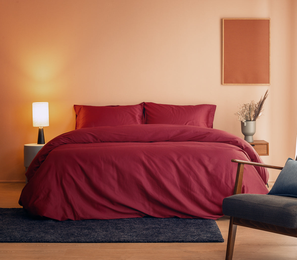 Set copripiumone in Raso Rosso Malva